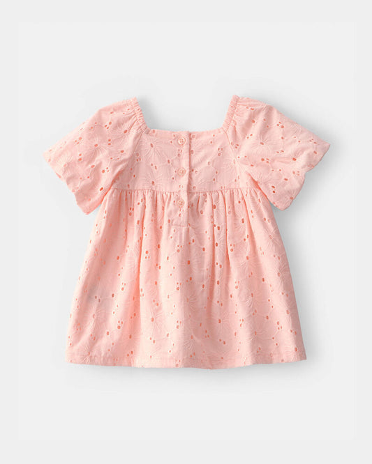 Carter's Baby Girl Short-Sleeve Eyelet Dress - Pink