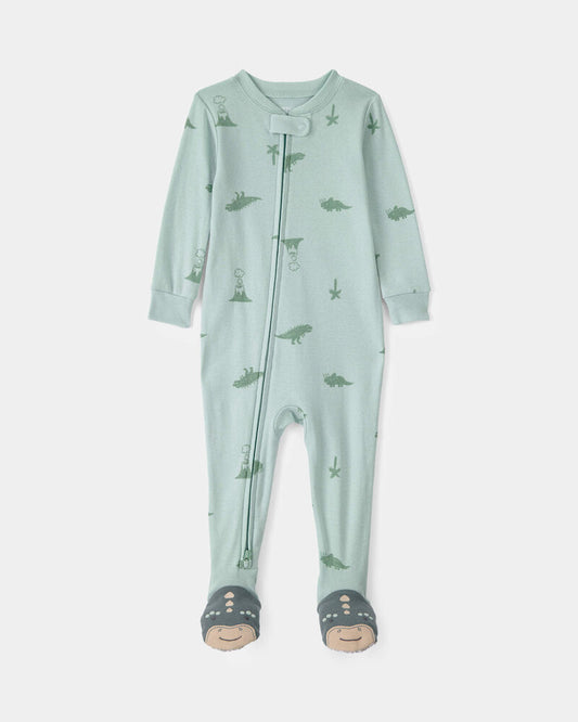 Carter's Baby Dinosaur 100% Cotton Snug Fit 1-Piece Pyjama Set - Green