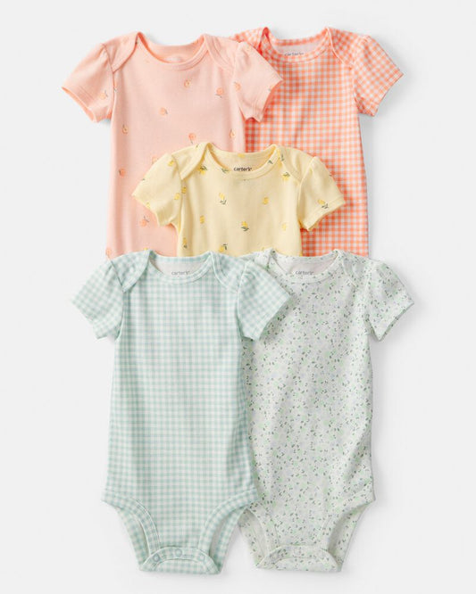 Carter's Baby Girl 5-Pack Fruit Multipack Bodysuits - Orange/Green/Yellow