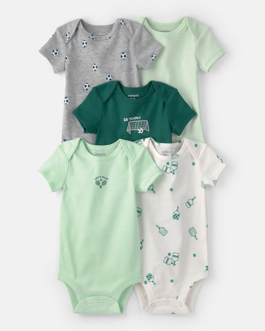 Carter's Baby 5-Pack Sports Multipack Bodysuits - Green/White