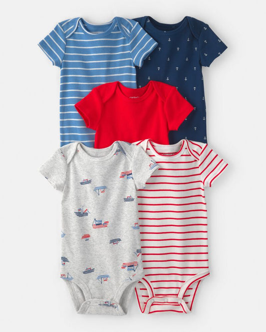 Carter's Baby 5-Pack Nautical Multipack Bodysuits - Red/White/Blue