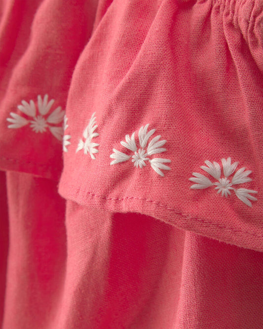 Carter's Baby Girl 2-Piece Solid Linen Sleeveless Top & Short Set - Pink/White