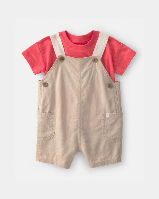 Carter's Baby Boy 2-Piece Solid Overall Set - Red/Orange