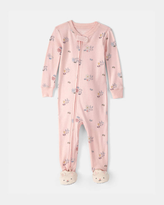 Baby Girl Easter Bunny 100% Cotton Snug Fit 1-Piece Pyjama Set - Pink