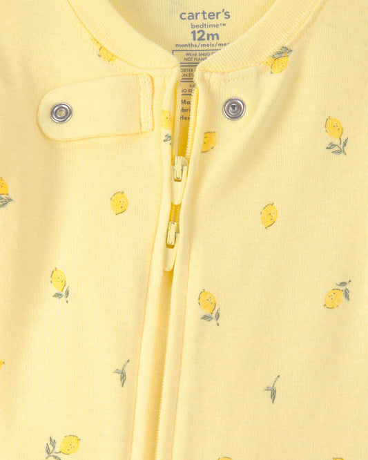 Carter's Baby Lemon 100% Cotton Snug Fit 1-Piece Pyjama Set - Yellow