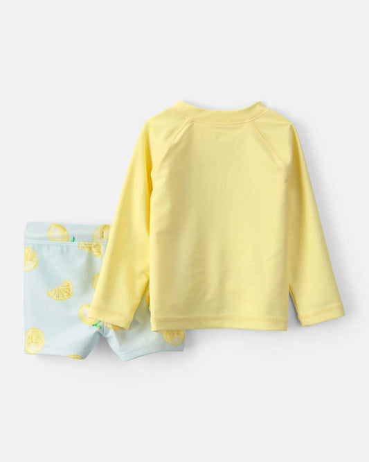 Carter's Baby Boy 2-Piece Lemon Rashguard Swimsuit Set - Yellow/Blue
