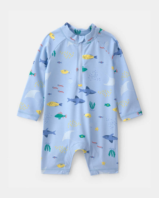 Carter's Baby Boy Fish 1-Piece Rashguard Swimsuit - Blue
