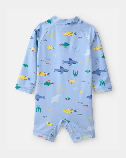 Carter's Baby Boy Fish 1-Piece Rashguard Swimsuit - Blue