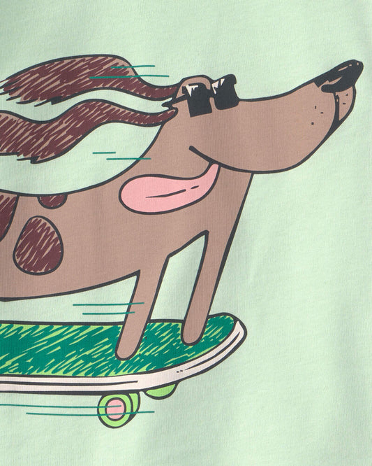 Carter's Baby Boy Skateboard Dog Cotton Short-Sleeve Snug Fit 4-Piece pyjama Set - Green