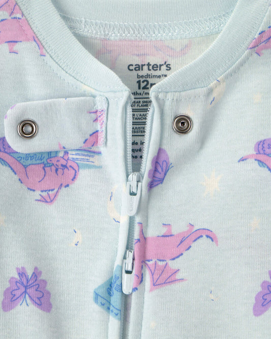 Carter's Baby Girl Fairy Tale 100% Cotton Snug Fit 1-Piece pyjama - Blue
