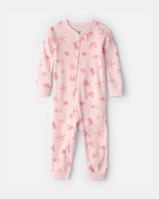 Carter's Baby Girl Seashell 100% Cotton Snug Fit 1-Piece pyjama - Pink