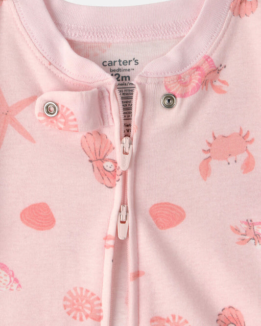 Carter's Baby Girl Seashell 100% Cotton Snug Fit 1-Piece pyjama - Pink