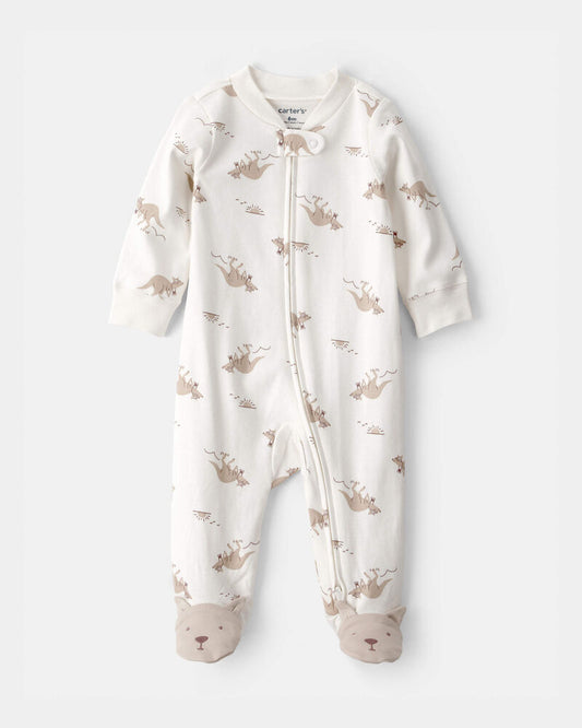 Carter's Baby Kangaroo 2-Way Zip 100% Cotton Sleeper - Cream