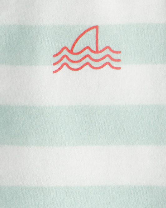 Carter's Baby Boy 2-Piece Shark Striped Top & Short Set - Blue/Ivory