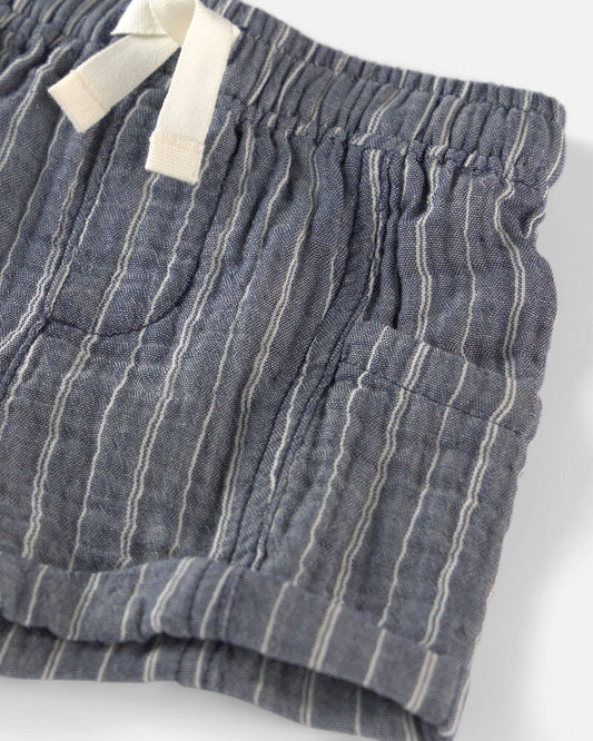 Baby Boy 2-Piece Organic Cotton Gauze Short Set in Cream