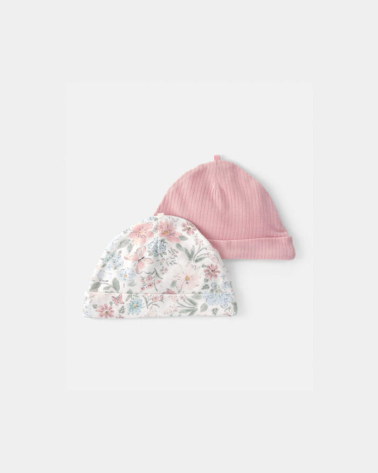 Baby Girl 2-Pack Butterfly Garden PurelySoft Caps