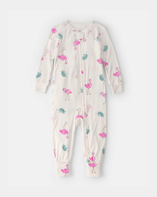 Baby Girl Flamingo PurelySoft Snug Fit 1-Piece Pyjama - Ivory