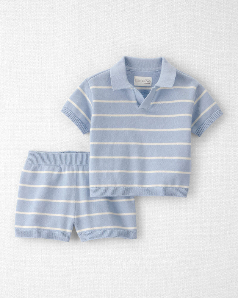 Baby Boy 2-Piece Organic Cotton Striped Shorts Set