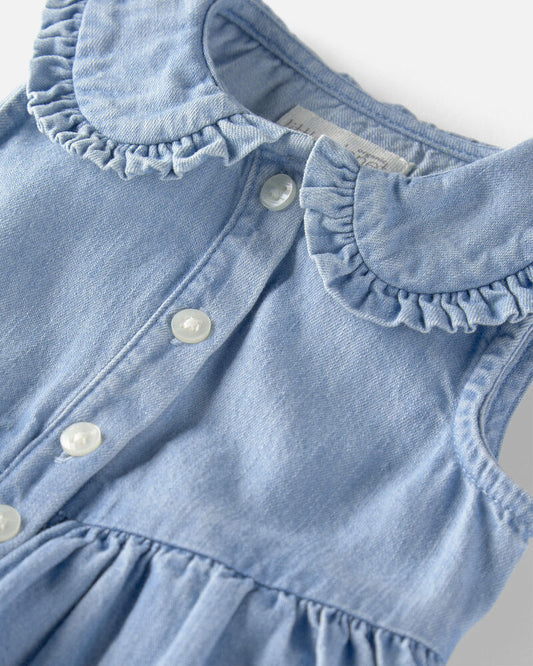 Baby Girl Organic Cotton Chambray Bodysuit Dress