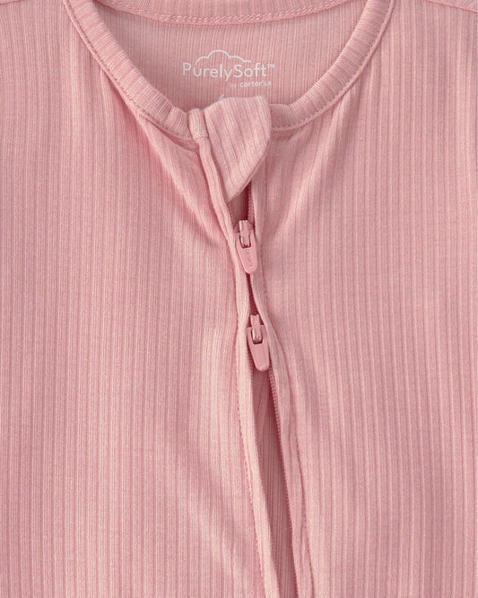 Baby Girl 2-Way Zip PurelySoft Sleeper - Pink