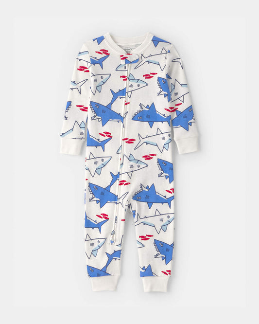 Carter's Baby Boy Shark 100% Cotton Snug Fit 1-Piece pyjama - Ivory