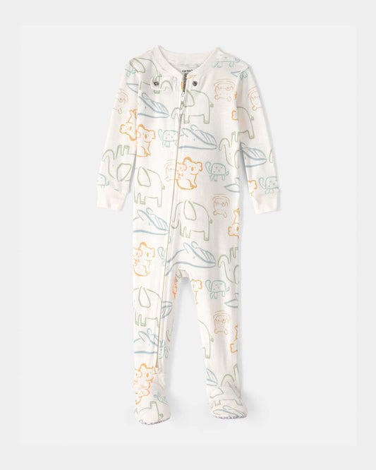 Carter's Baby Elephant 100% Cotton Snug Fit 1-Piece Pyjama Set - Ivory