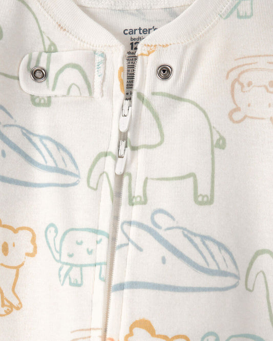 Carter's Baby Elephant 100% Cotton Snug Fit 1-Piece Pyjama Set - Ivory