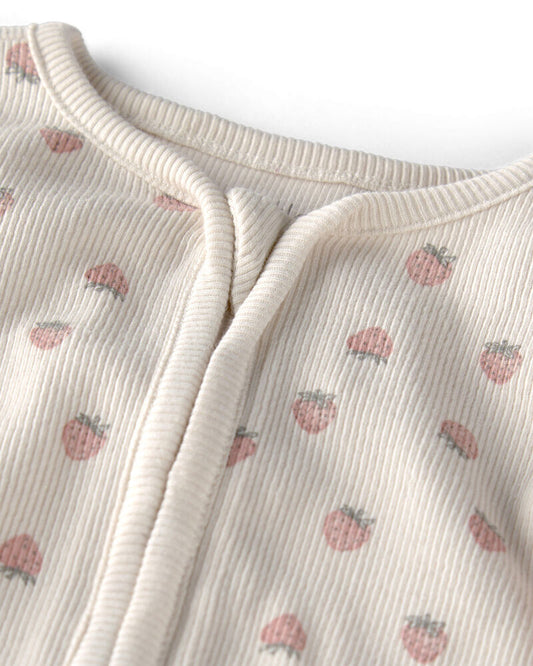 Baby Girl Organic Cotton Sleeper Pyjama in Strawberry-Print