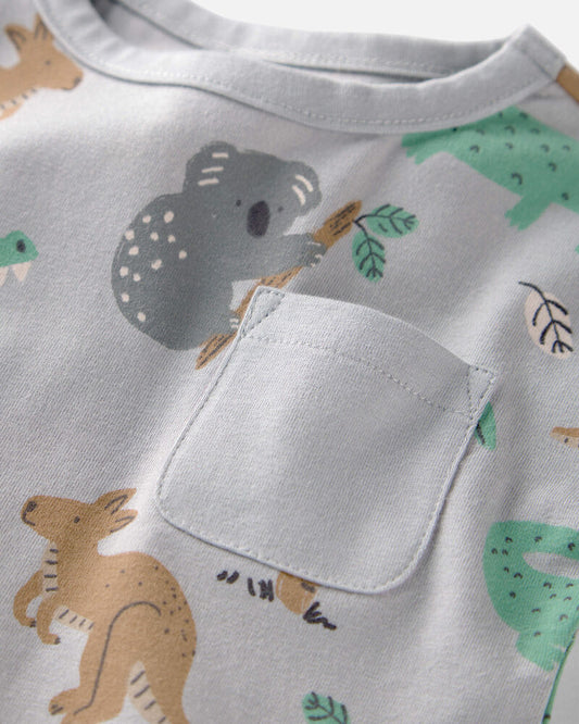 Baby 2-Pack Organic Cotton Rompers in Aussie Friends Print