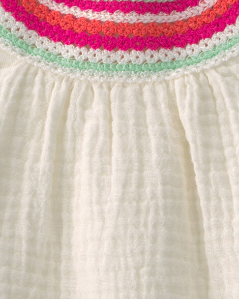 Baby Girl Gauze Bodysuit Dress - White