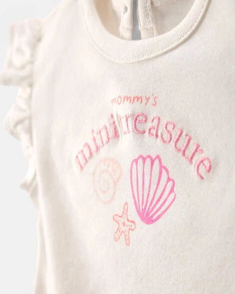 Carter's Baby Girl 2-Piece 'Mommy's Mini Treasure' Shell Bodysuit & Pant Set - Pink/Ivory