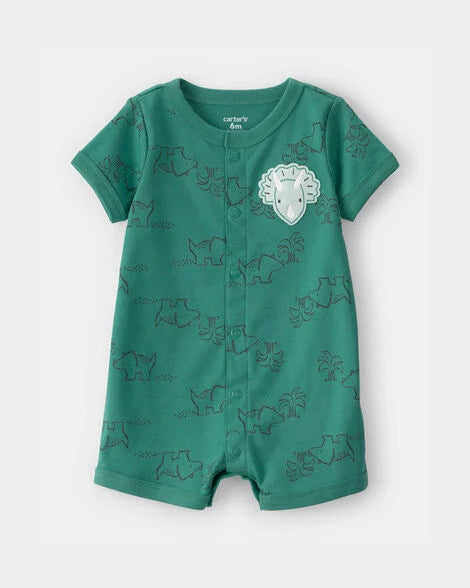 Carter's Baby Boy Dinosaur Short-Sleeve Romper - Green