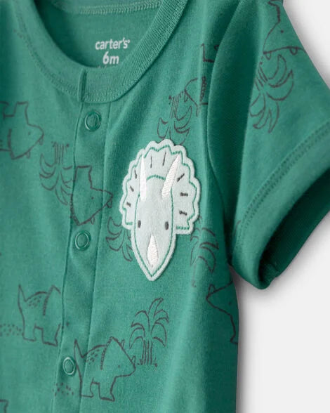 Carter's Baby Boy Dinosaur Short-Sleeve Romper - Green