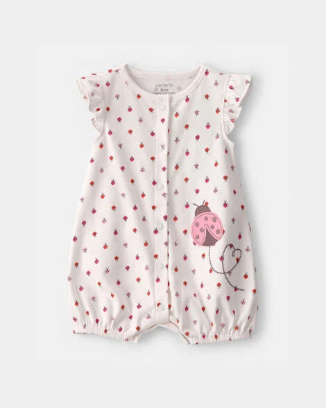 Carter's Baby Girl Ladybug Flutter Sleeve Romper - Ivory