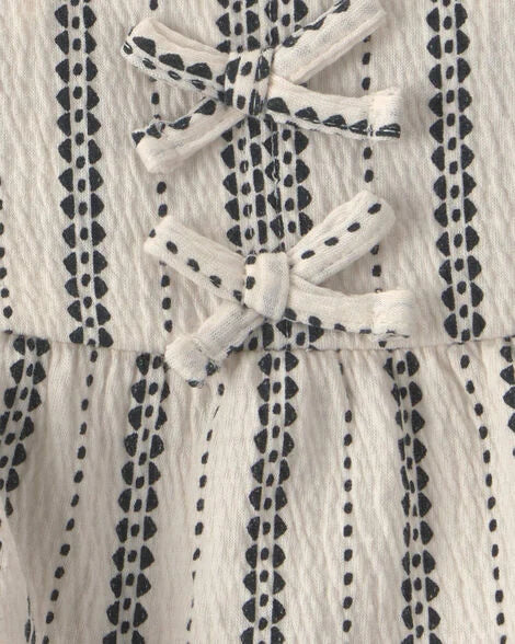 Carter's Baby Girl 2-Piece Striped Top & Short Set - Black/Ivory