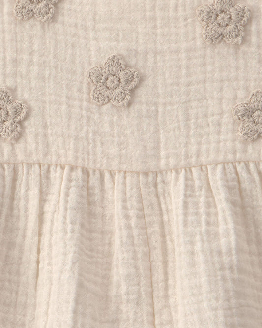 Carter's Baby Girl Floral Applique Sleeveless Romper - Ivory