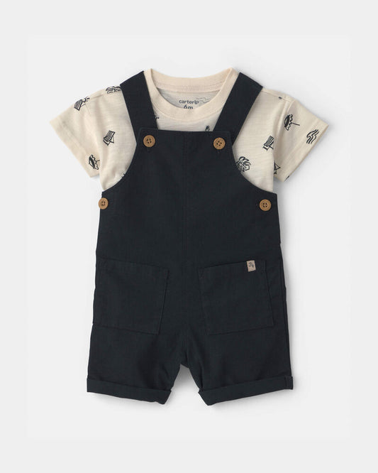 Carter's Baby Boy 2-Piece Beach Romper Set - Black/Ivory