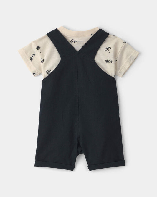 Carter's Baby Boy 2-Piece Beach Romper Set - Black/Ivory