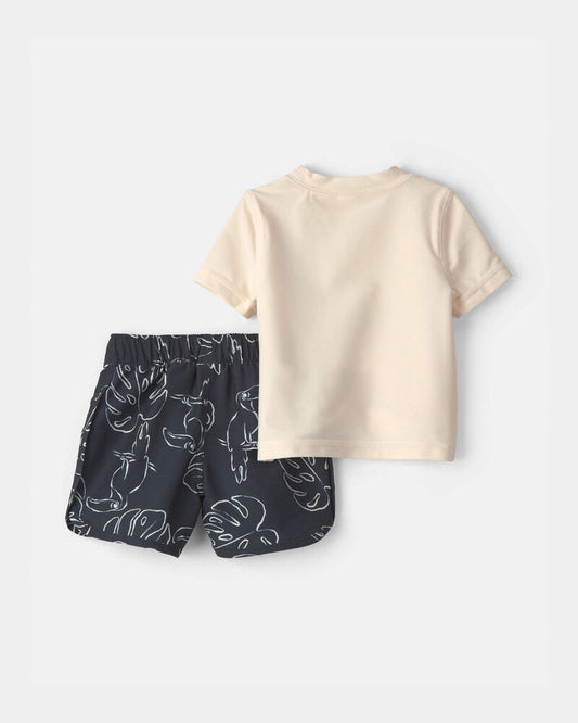 Carter's Baby Boy 3-Piece Rashguard Swimsuit Set - Black/Ivory