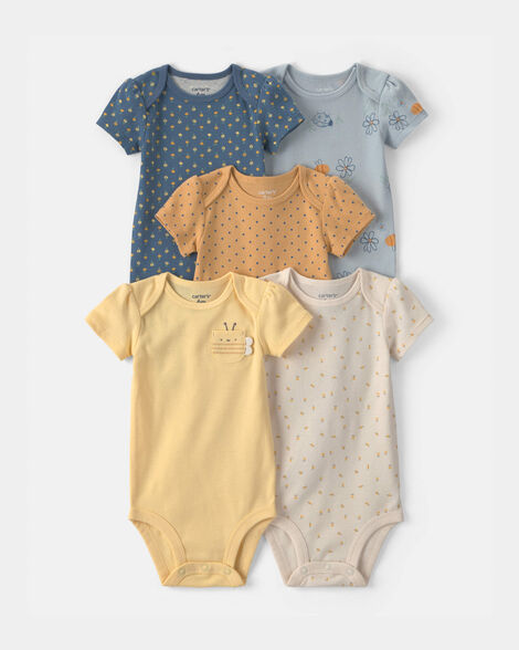 Carter's Baby Girl 5-Pack Floral Multipack Bodysuits - Yellow/Blue