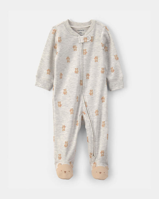 Carter's Baby Teddy Bear Cotton 2-Way Zip Sleeper - Grey