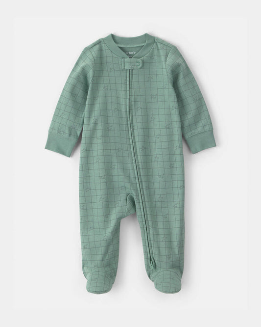 Carter's Baby Boy Dinosaur 100% Cotton 2-Way Zip Sleeper - Green