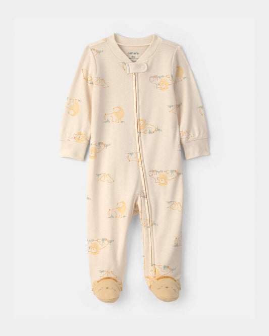 Carter's Baby Lion 100% Cotton 2-Way Zip Sleeper - Cream