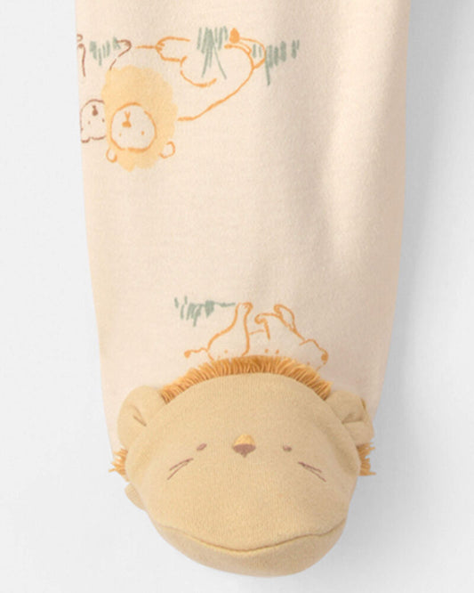 Carter's Baby Lion 100% Cotton 2-Way Zip Sleeper - Cream