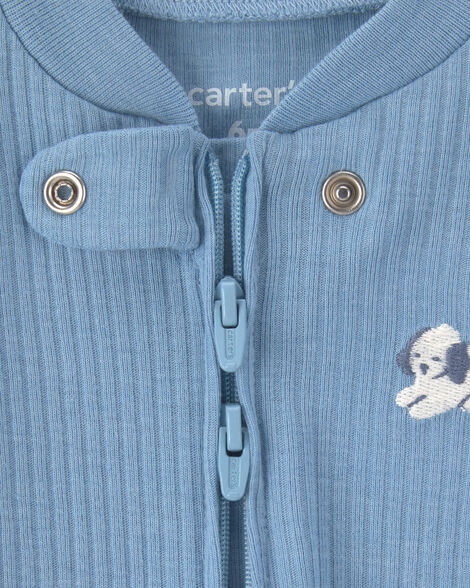Carter's Baby Puppy Cotton 2-Way Zip Sleep & Play Pajamas - Blue
