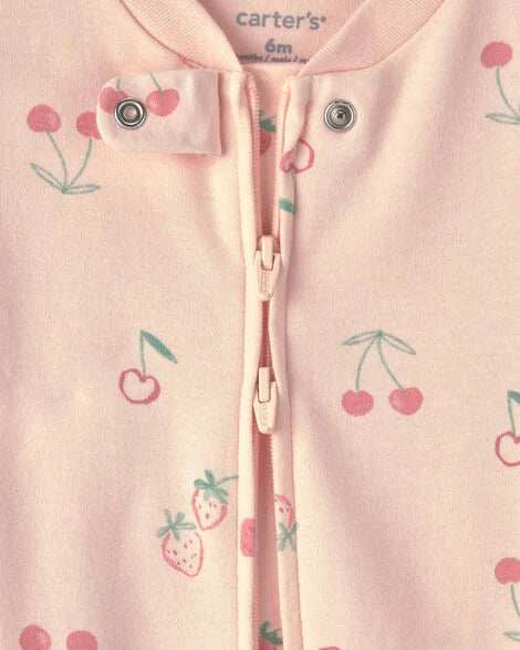 Carter's Baby Girl Strawberry 100% Cotton 2-Way Zip Sleep & Play Pajamas - Pink