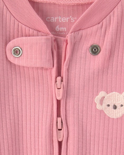 Carter's Baby Girl Koala Cotton 2-Way Zip Sleep & Play Pajamas - Pink