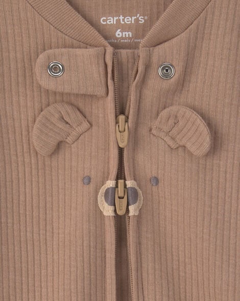 Carter's Baby Bear Cotton 2-Way Zip Sleep & Play Pajamas - Brown