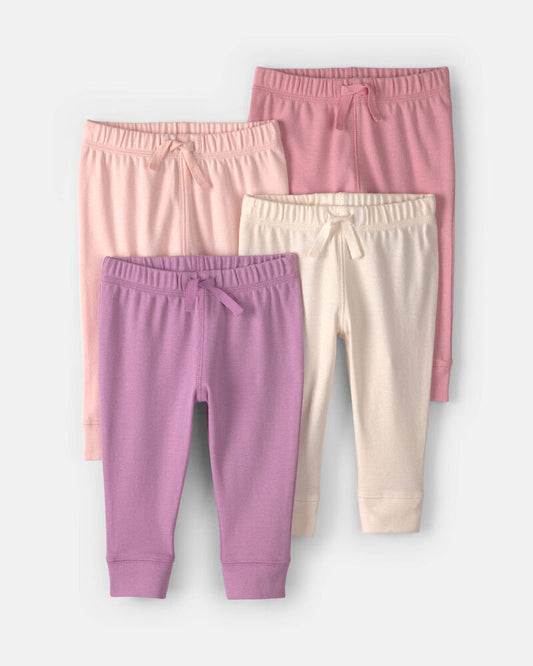 Carter's Baby Girl 4-Pack Pull-On Cotton Pants - Pink/Purple