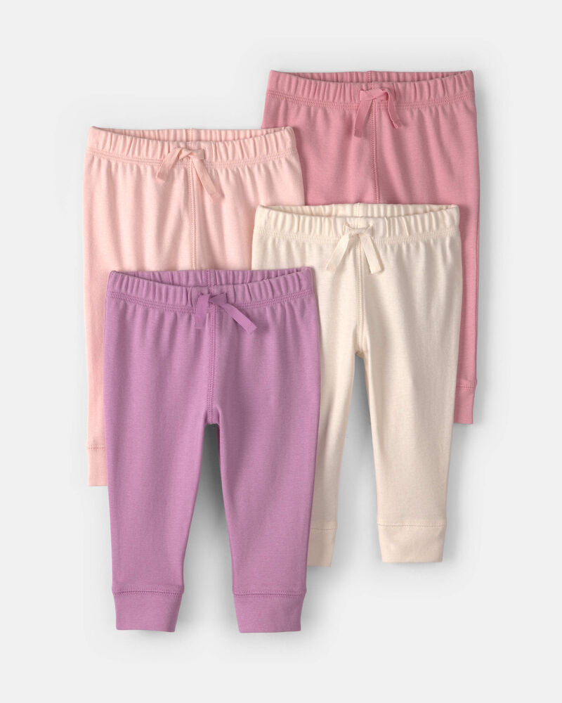 Carter's Baby Girl 4-Pack Pull-On Cotton Pants - Pink/Purple
